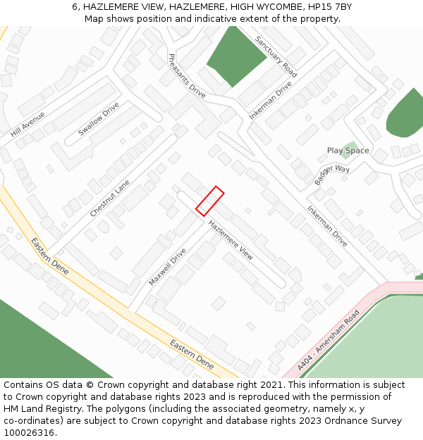 6, HAZLEMERE VIEW, HAZLEMERE, HIGH WYCOMBE, HP15 7BY: Location map and indicative extent of plot