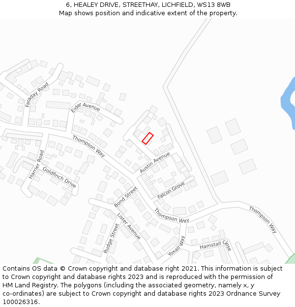 6, HEALEY DRIVE, STREETHAY, LICHFIELD, WS13 8WB: Location map and indicative extent of plot