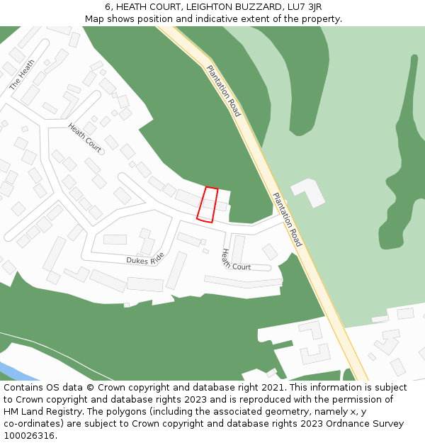 6, HEATH COURT, LEIGHTON BUZZARD, LU7 3JR: Location map and indicative extent of plot