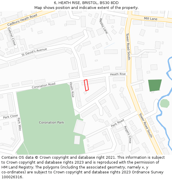 6, HEATH RISE, BRISTOL, BS30 8DD: Location map and indicative extent of plot