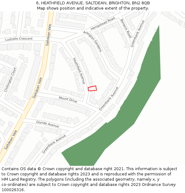 6, HEATHFIELD AVENUE, SALTDEAN, BRIGHTON, BN2 8QB: Location map and indicative extent of plot