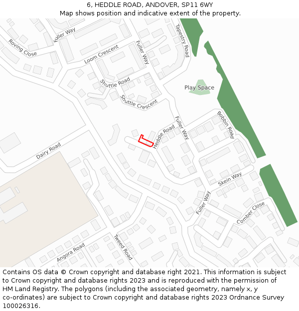 6, HEDDLE ROAD, ANDOVER, SP11 6WY: Location map and indicative extent of plot