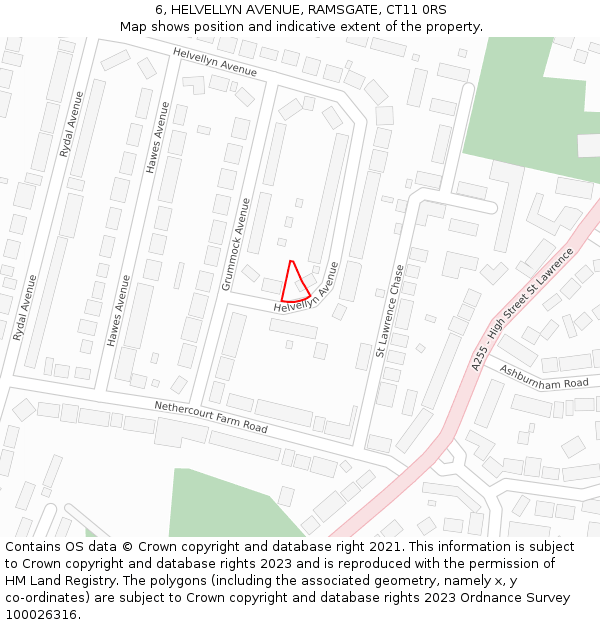 6, HELVELLYN AVENUE, RAMSGATE, CT11 0RS: Location map and indicative extent of plot