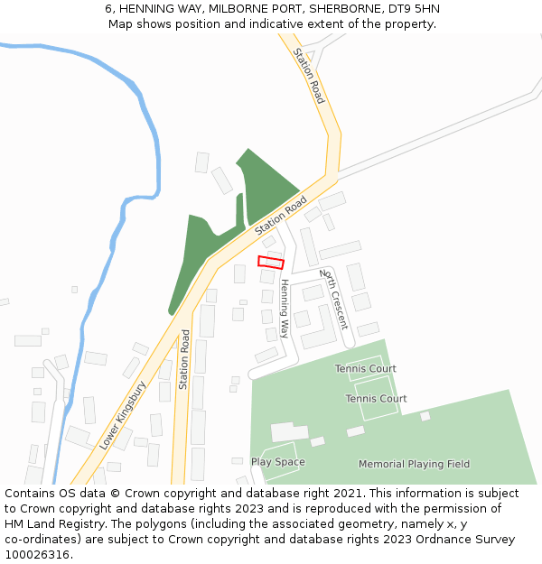 6, HENNING WAY, MILBORNE PORT, SHERBORNE, DT9 5HN: Location map and indicative extent of plot