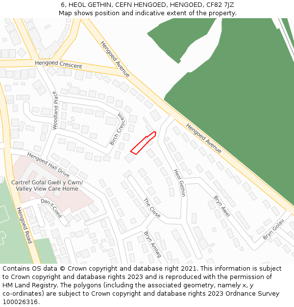 6, HEOL GETHIN, CEFN HENGOED, HENGOED, CF82 7JZ: Location map and indicative extent of plot