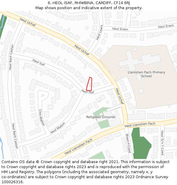 6, HEOL ISAF, RHIWBINA, CARDIFF, CF14 6RJ: Location map and indicative extent of plot