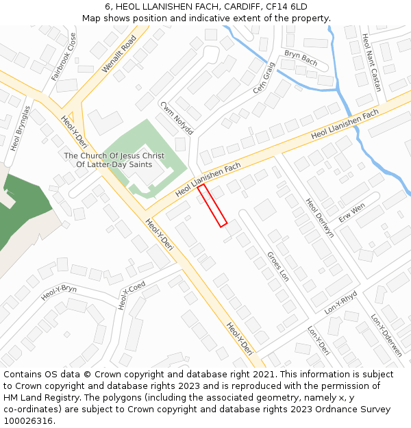 6, HEOL LLANISHEN FACH, CARDIFF, CF14 6LD: Location map and indicative extent of plot