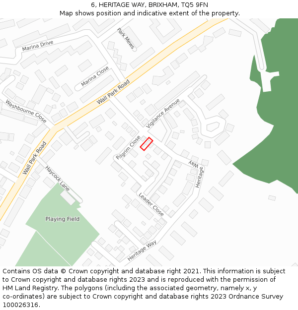 6, HERITAGE WAY, BRIXHAM, TQ5 9FN: Location map and indicative extent of plot