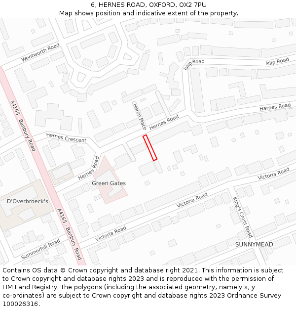 6, HERNES ROAD, OXFORD, OX2 7PU: Location map and indicative extent of plot