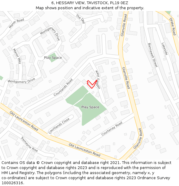 6, HESSARY VIEW, TAVISTOCK, PL19 0EZ: Location map and indicative extent of plot