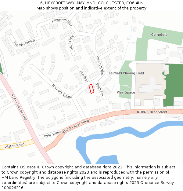 6, HEYCROFT WAY, NAYLAND, COLCHESTER, CO6 4LN: Location map and indicative extent of plot