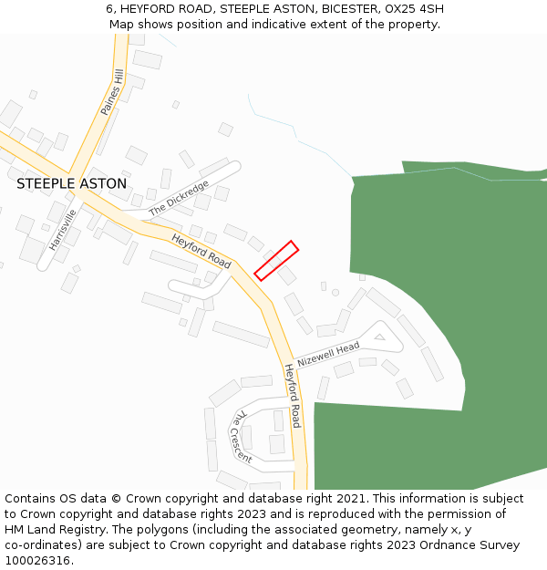 6, HEYFORD ROAD, STEEPLE ASTON, BICESTER, OX25 4SH: Location map and indicative extent of plot