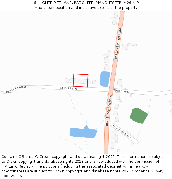 6, HIGHER PITT LANE, RADCLIFFE, MANCHESTER, M26 4LP: Location map and indicative extent of plot