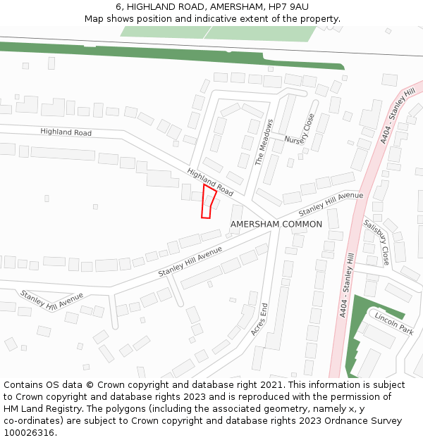 6, HIGHLAND ROAD, AMERSHAM, HP7 9AU: Location map and indicative extent of plot