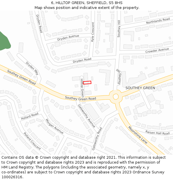 6, HILLTOP GREEN, SHEFFIELD, S5 8HS: Location map and indicative extent of plot