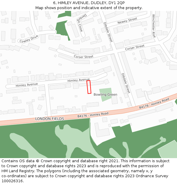 6, HIMLEY AVENUE, DUDLEY, DY1 2QP: Location map and indicative extent of plot