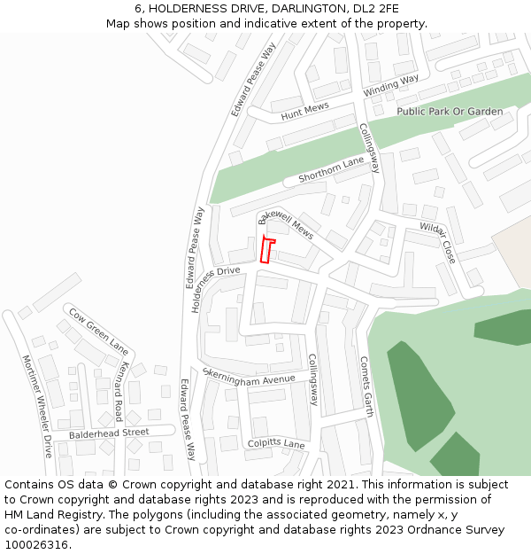 6, HOLDERNESS DRIVE, DARLINGTON, DL2 2FE: Location map and indicative extent of plot