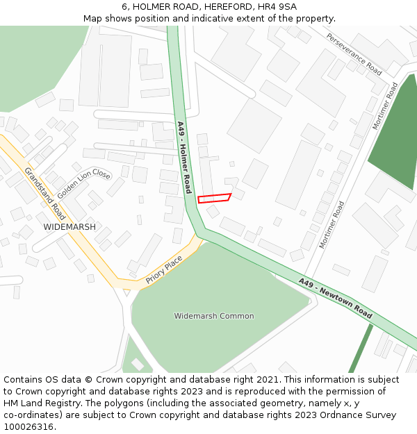 6, HOLMER ROAD, HEREFORD, HR4 9SA: Location map and indicative extent of plot