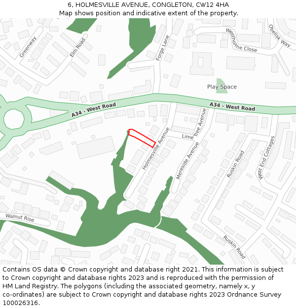 6, HOLMESVILLE AVENUE, CONGLETON, CW12 4HA: Location map and indicative extent of plot