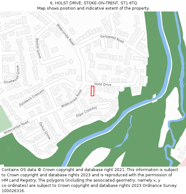 6, HOLST DRIVE, STOKE-ON-TRENT, ST1 6TQ: Location map and indicative extent of plot