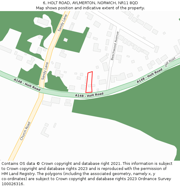 6, HOLT ROAD, AYLMERTON, NORWICH, NR11 8QD: Location map and indicative extent of plot