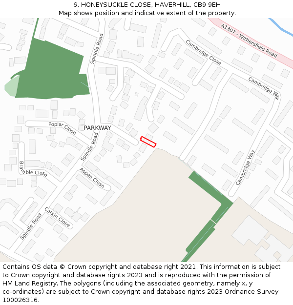 6, HONEYSUCKLE CLOSE, HAVERHILL, CB9 9EH: Location map and indicative extent of plot