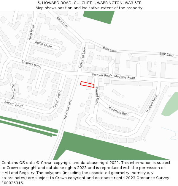 6, HOWARD ROAD, CULCHETH, WARRINGTON, WA3 5EF: Location map and indicative extent of plot