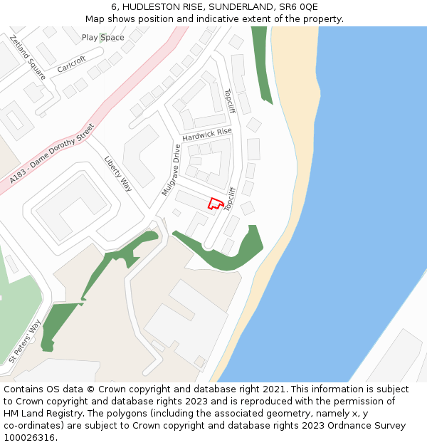 6, HUDLESTON RISE, SUNDERLAND, SR6 0QE: Location map and indicative extent of plot