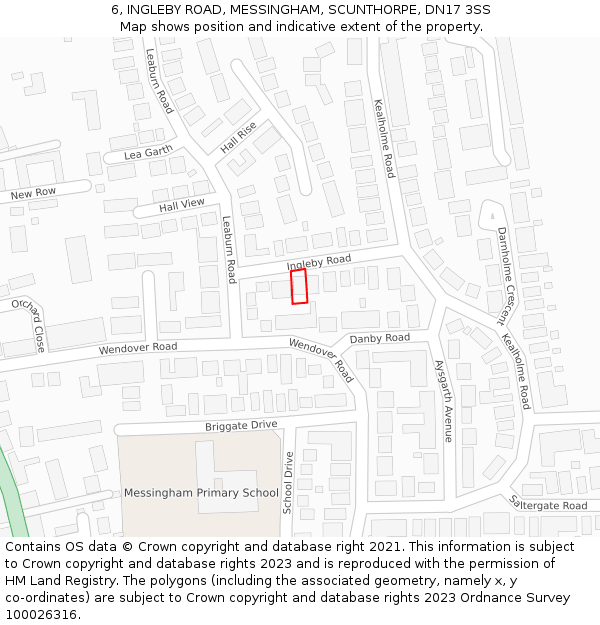 6, INGLEBY ROAD, MESSINGHAM, SCUNTHORPE, DN17 3SS: Location map and indicative extent of plot