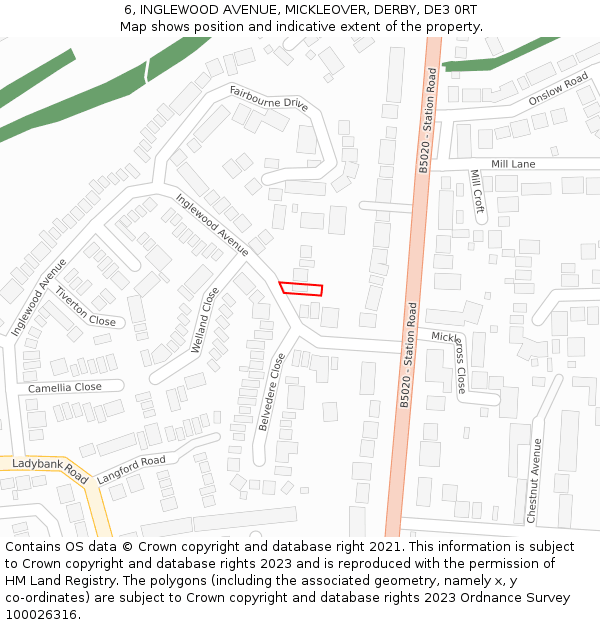 6, INGLEWOOD AVENUE, MICKLEOVER, DERBY, DE3 0RT: Location map and indicative extent of plot