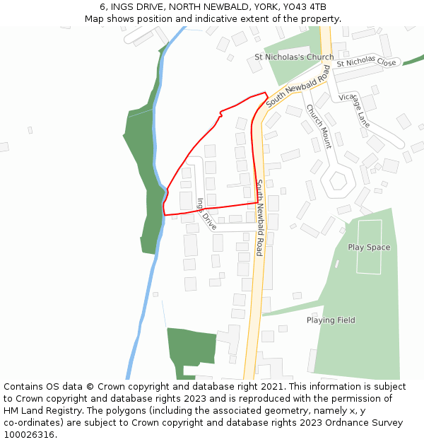 6, INGS DRIVE, NORTH NEWBALD, YORK, YO43 4TB: Location map and indicative extent of plot