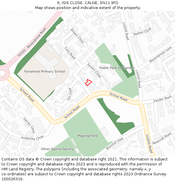 6, ISIS CLOSE, CALNE, SN11 9FD: Location map and indicative extent of plot