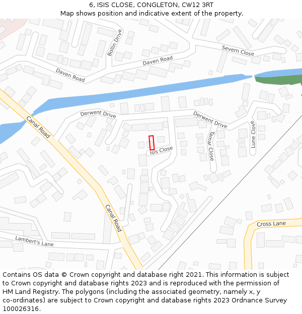 6, ISIS CLOSE, CONGLETON, CW12 3RT: Location map and indicative extent of plot