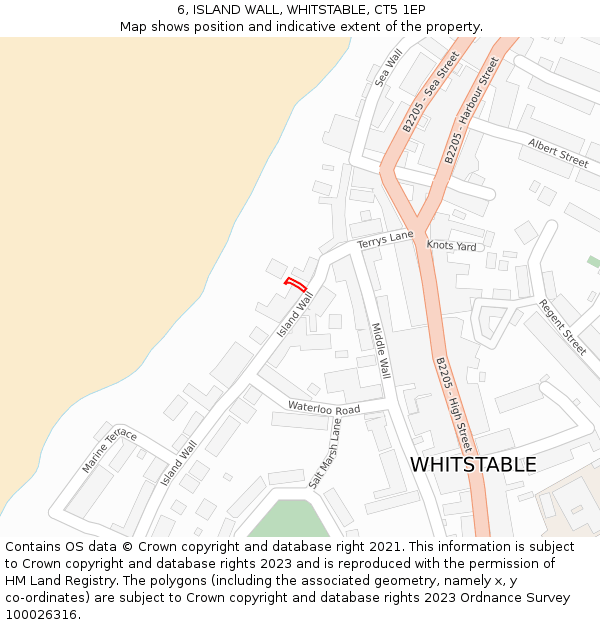 6, ISLAND WALL, WHITSTABLE, CT5 1EP: Location map and indicative extent of plot