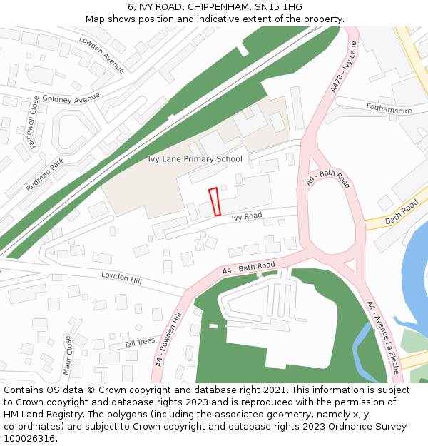 6, IVY ROAD, CHIPPENHAM, SN15 1HG: Location map and indicative extent of plot