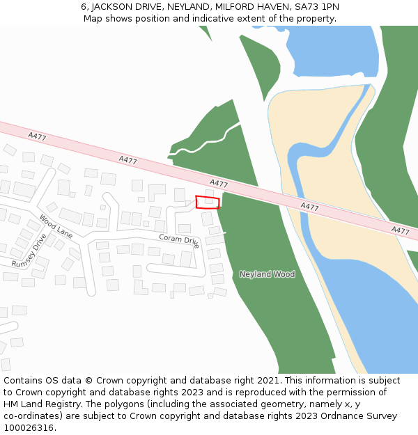 6, JACKSON DRIVE, NEYLAND, MILFORD HAVEN, SA73 1PN: Location map and indicative extent of plot