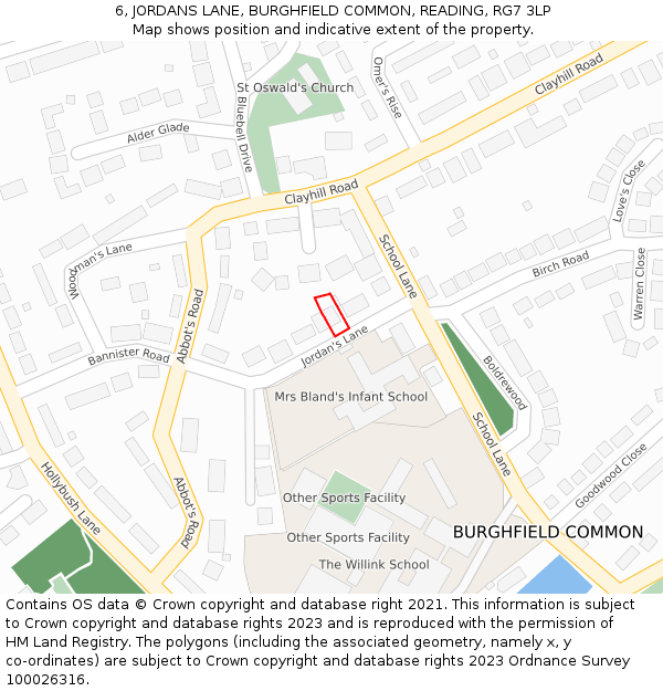 6, JORDANS LANE, BURGHFIELD COMMON, READING, RG7 3LP: Location map and indicative extent of plot