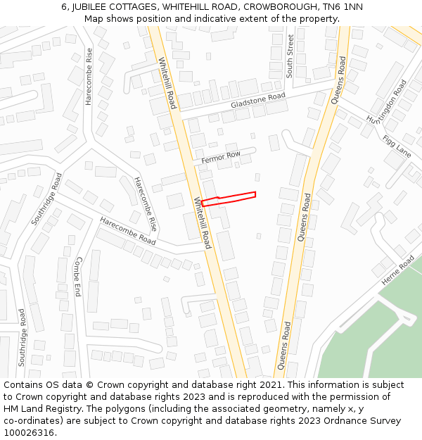 6, JUBILEE COTTAGES, WHITEHILL ROAD, CROWBOROUGH, TN6 1NN: Location map and indicative extent of plot