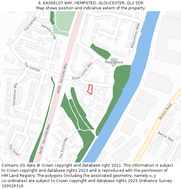 6, KASKELOT WAY, HEMPSTED, GLOUCESTER, GL2 5DR: Location map and indicative extent of plot