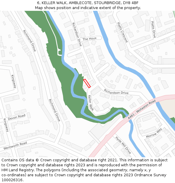 6, KELLER WALK, AMBLECOTE, STOURBRIDGE, DY8 4BF: Location map and indicative extent of plot