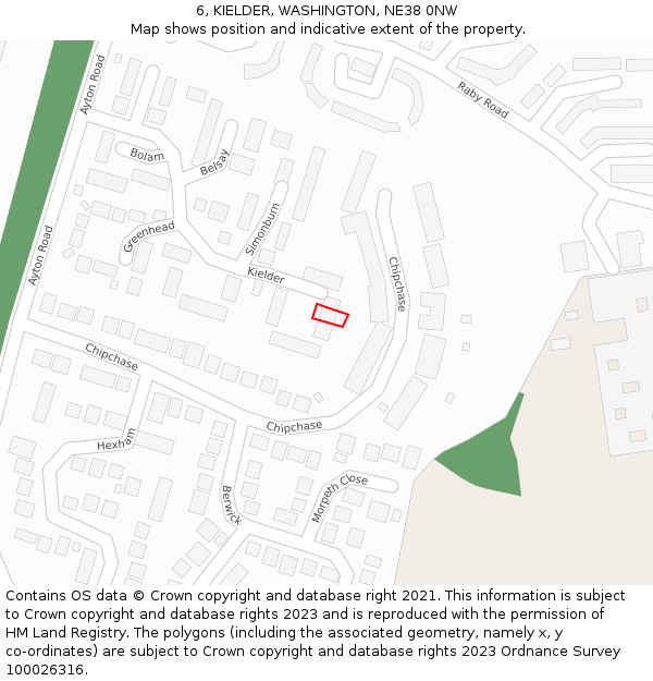 6, KIELDER, WASHINGTON, NE38 0NW: Location map and indicative extent of plot