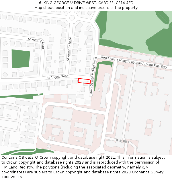 6, KING GEORGE V DRIVE WEST, CARDIFF, CF14 4ED: Location map and indicative extent of plot