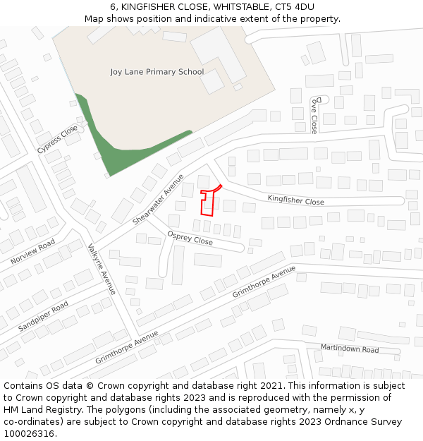 6, KINGFISHER CLOSE, WHITSTABLE, CT5 4DU: Location map and indicative extent of plot