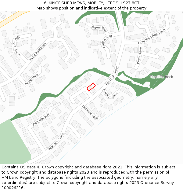 6, KINGFISHER MEWS, MORLEY, LEEDS, LS27 8GT: Location map and indicative extent of plot