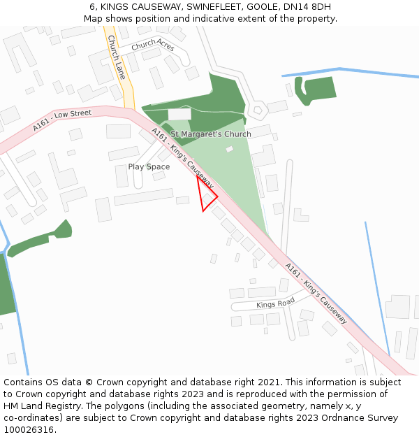 6, KINGS CAUSEWAY, SWINEFLEET, GOOLE, DN14 8DH: Location map and indicative extent of plot