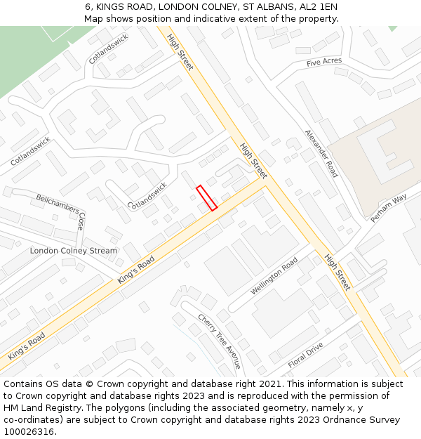 6, KINGS ROAD, LONDON COLNEY, ST ALBANS, AL2 1EN: Location map and indicative extent of plot