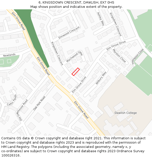 6, KINGSDOWN CRESCENT, DAWLISH, EX7 0HS: Location map and indicative extent of plot