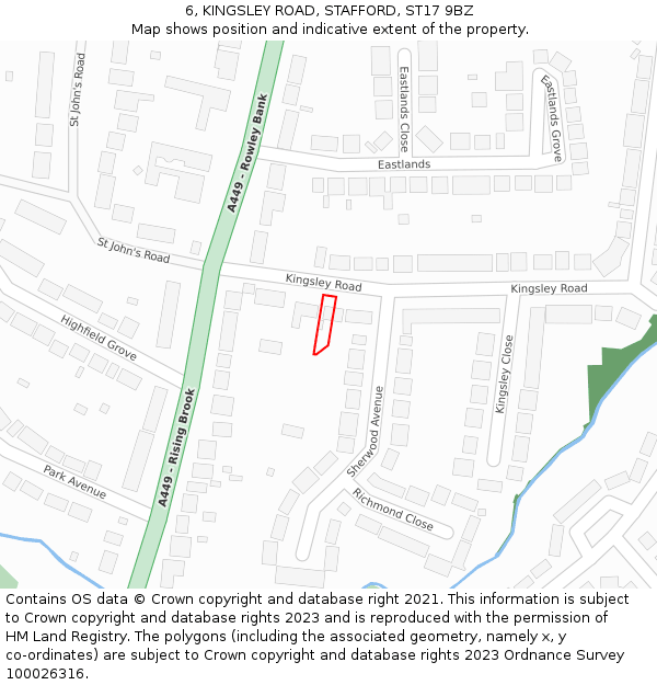 6, KINGSLEY ROAD, STAFFORD, ST17 9BZ: Location map and indicative extent of plot