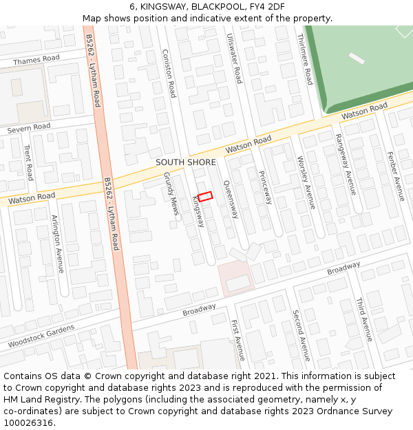 6, KINGSWAY, BLACKPOOL, FY4 2DF: Location map and indicative extent of plot