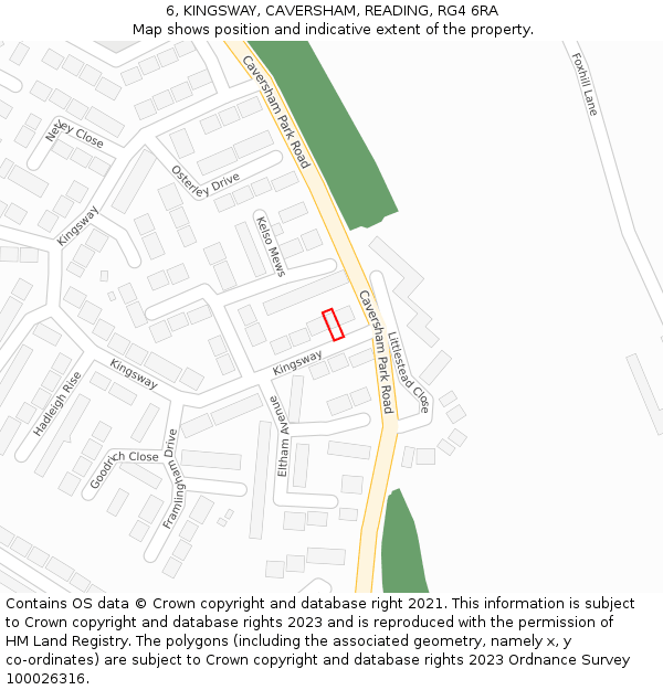 6, KINGSWAY, CAVERSHAM, READING, RG4 6RA: Location map and indicative extent of plot
